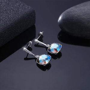 925 Sterling Silver Elegant Fashion Simple Sparkling Multicolor Austrian Element Crystal Earrings - Glamorousky