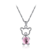 Load image into Gallery viewer, 925 Sterling Silver Fashion Cute Little Bear Pendant Necklace  with Pink Austrian Element Crystal - Glamorousky