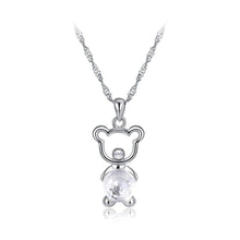 Load image into Gallery viewer, 925 Sterling Silver Fashion Cute Little Bear Pendant Necklace with White Austrian Element Crystal - Glamorousky