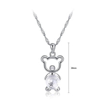 Load image into Gallery viewer, 925 Sterling Silver Fashion Cute Little Bear Pendant Necklace with White Austrian Element Crystal - Glamorousky