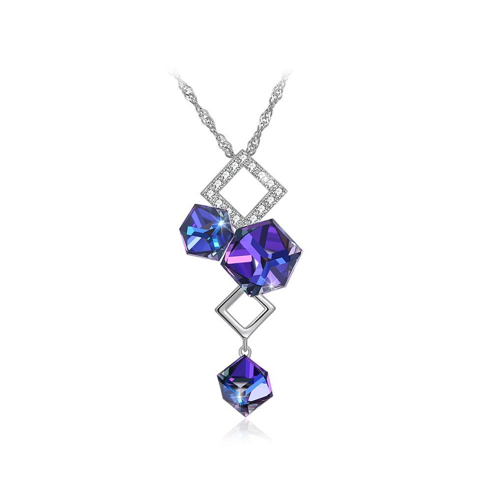 925 Sterling Silver Elegant Fashion Geometric Cube and Square Pendant Necklace with Cubic Zircon - Glamorousky