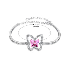 Load image into Gallery viewer, 925 Sterling Silver Elegant Pink Butterfly Bracelet with Austrian Element Crystal - Glamorousky