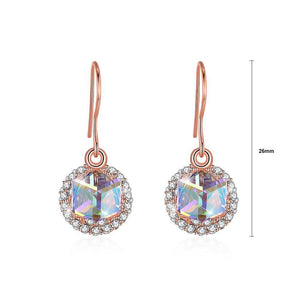 925 Sterling Silver Fashion Sparkling Round and Cube Austrian Element Crystal Earrings - Glamorousky