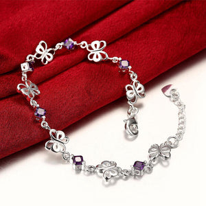 Romantic Butterfly Bracelet with Purple Austrian Element Crystal - Glamorousky