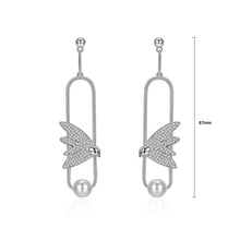 Load image into Gallery viewer, 925 Sterling Silver Elegant Delicate Fashion Bird Little Swallow Pearl Earrings with Austrian Element Crystal - Glamorousky