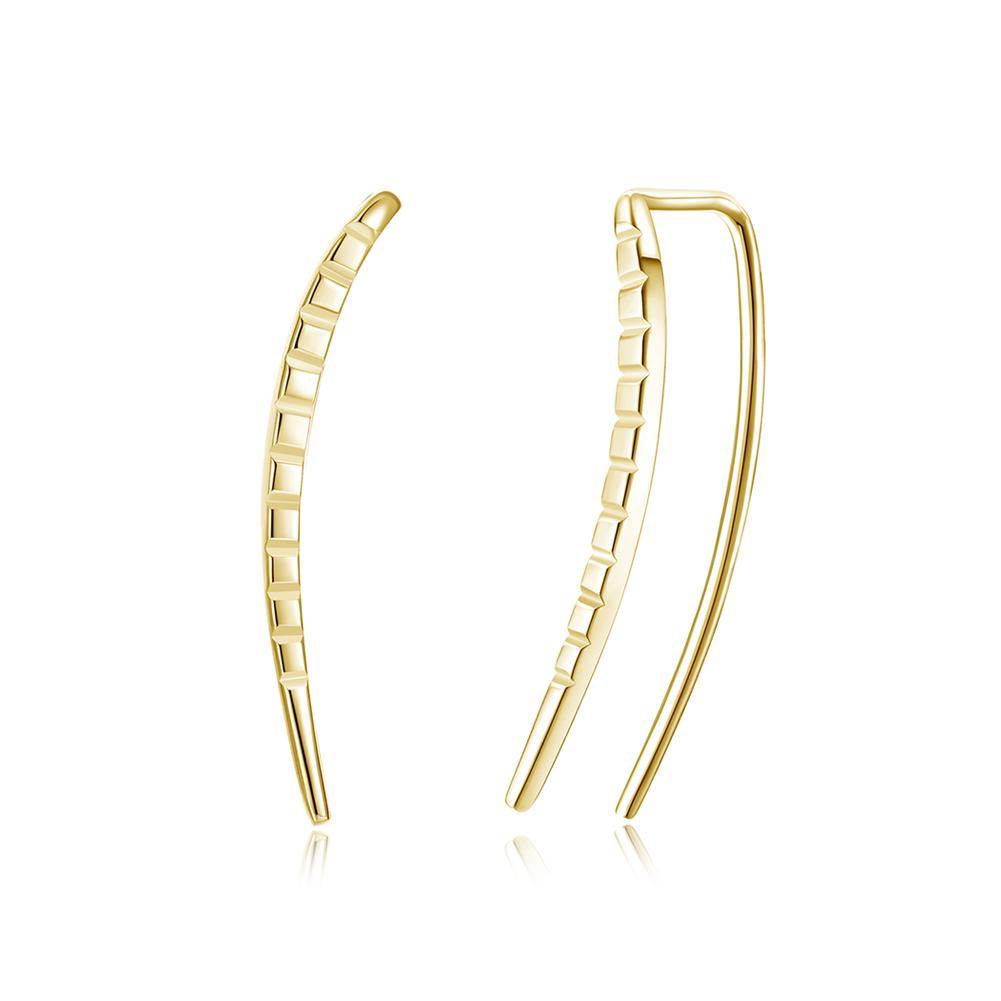 925 Sterling Silver Plated Champagne Gold Simple Straight Earrings - Glamorousky