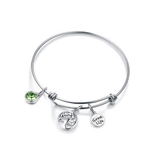 Fashion Tree Of Lifeand and Round Card Bangle with Austrian Element Crystal - Glamorousky