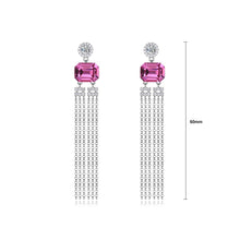 Load image into Gallery viewer, 925 Sterling Silver Elegant Fashion Long Tassel Earrings with Pink Austrian Element Crystal - Glamorousky