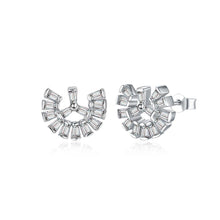 Load image into Gallery viewer, 925 Sterling Silver Simple Scallop Earrings with Austrian Element Crystal - Glamorousky