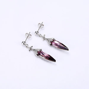 925 Sterling Silver Little Chili Earrings with Purple Austrian Element Crystal - Glamorousky