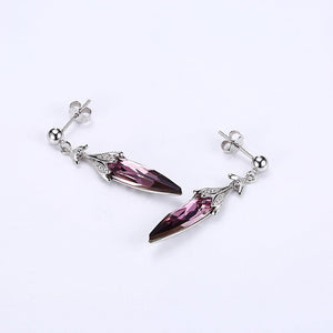 925 Sterling Silver Little Chili Earrings with Purple Austrian Element Crystal - Glamorousky