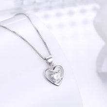 Load image into Gallery viewer, 925 Sterling Silver Sweet Heart Pendant with Cubic Zircon and Necklace - Glamorousky