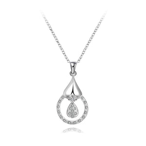 Simple Water Drop-shaped Pendant with Austrian Element Crystal and Necklace - Glamorousky