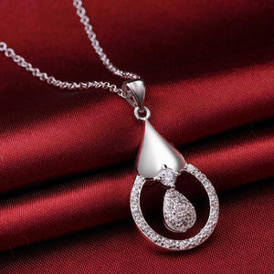 Simple Water Drop-shaped Pendant with Austrian Element Crystal and Necklace - Glamorousky