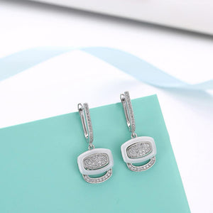 925 Sterling Silver Elegant Geometric Earrings with Austrian Element Crystal - Glamorousky