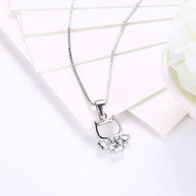 Load image into Gallery viewer, 925 Sterling Silver Fashion Cute Little Cat Pendant Necklace with White Cubic Zircon - Glamorousky