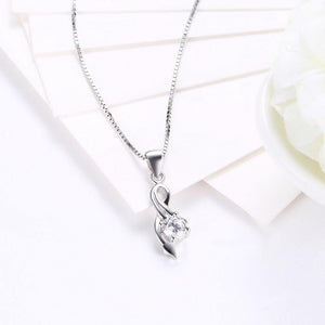 925 Sterling Silver Simple Elegant  Fashion Rose Pendant Necklace with Cubic Zircon - Glamorousky