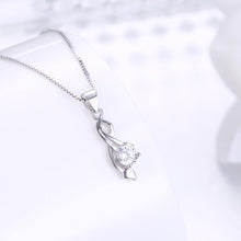 Load image into Gallery viewer, 925 Sterling Silver Simple Elegant  Fashion Rose Pendant Necklace with Cubic Zircon - Glamorousky