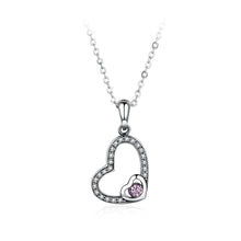 Load image into Gallery viewer, 925 Sterling Silver Simple Elegant Romantic Heart Shape Pendant Necklace with Pink Cubic Zircon Necklace with Cubic Zircon - Glamorousky