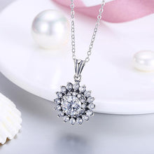 Load image into Gallery viewer, 925 Sterling Silver Sparkling Elegant Fashion Sun Flower Pendant Necklace with Austrian Element Crystal and Cubic Zircon - Glamorousky