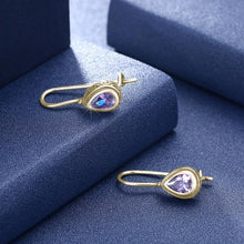 Load image into Gallery viewer, 925 Sterling Gold Plated Retro Elegant Fashion Water Drop Shape Earrings with Purple Cubic Zircon - Glamorousky