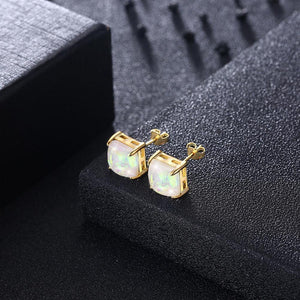 925 Sterling Silver Gold Plated Elegant Fashion Cube Pendant Necklace and Earrings Set with Austrian Element Crystal - Glamorousky