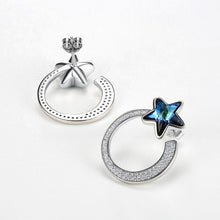 Load image into Gallery viewer, 925 Sterling Silver Fashion Elegant Star Circle Earrings and Ear Studs with Blue Austrian Element Crystal - Glamorousky