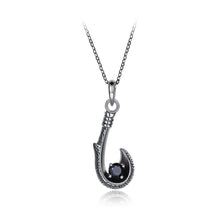 Load image into Gallery viewer, 925 Sterling Silver Retro Fashion Fishhook Pendant Necklace with Cubic Zircon - Glamorousky