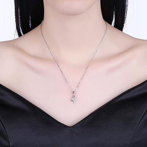 925 Sterling Silver Simple Elegant Fashion Pendant Necklace with Cubic Zircon - Glamorousky