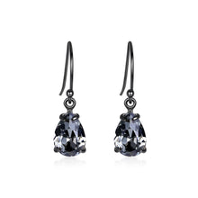 Load image into Gallery viewer, 925 Sterling Silver Elegant Noble Fashion Water Drop Shape Earrings with Black Austrian Element Crystal - Glamorousky