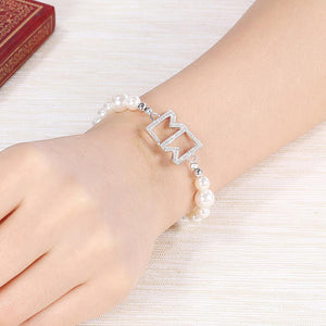 925 Sterling Silver Elegant Noble Fashion Cubic Zircon and Non Natural Pearl Bracelet - Glamorousky