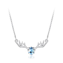 Load image into Gallery viewer, 925 Sterling Silver Fashion Elk Necklace with Blue Austrian Element Crystal - Glamorousky