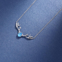 Load image into Gallery viewer, 925 Sterling Silver Fashion Elk Necklace with Blue Austrian Element Crystal - Glamorousky