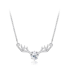Load image into Gallery viewer, 925 Sterling Silver Fashion Elk Necklace with White Austrian Element Crystal - Glamorousky