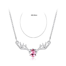 Load image into Gallery viewer, 925 Sterling Silver Fashion Elk Necklace with Pink Austrian Element Crystal - Glamorousky