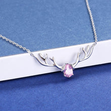 Load image into Gallery viewer, 925 Sterling Silver Fashion Elk Necklace with Pink Austrian Element Crystal - Glamorousky