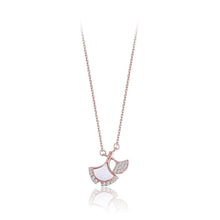 Load image into Gallery viewer, 925 Sterling Silver Plated Rose Gold Small Fan Pendant with Austrian Element Crystal and Necklace - Glamorousky