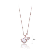 Load image into Gallery viewer, 925 Sterling Silver Plated Rose Gold Small Fan Pendant with Austrian Element Crystal and Necklace - Glamorousky