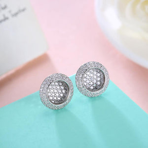 925 Sterling Silver Sparkling Luxury Elegant Noble Sun Flower Round Brilliant Earrings with Cubic Zircon - Glamorousky