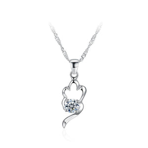 925 Sterling Elegant Simple Hollow Out Flower Pendant Necklace with Cubic Zircon - Glamorousky