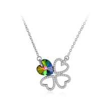 Load image into Gallery viewer, 925 Sterling Silver Elegant Fashion Four Leafed Clover and Heart Shape Pendant Necklace with Austrian Element Crystal - Glamorousky