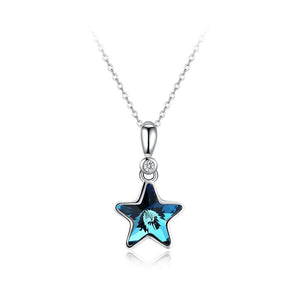925 Sterling Silver Fashion Elegant Star Pendant Necklace with Multicolor Austrian Element Crystal - Glamorousky
