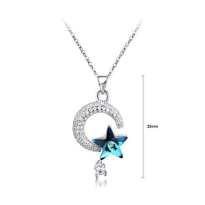 925 Sterling Silver Fashion Elegant Star and Moon with Austrian Element Crystal - Glamorousky