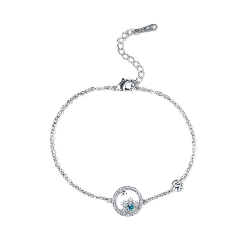 Elegant Snowflake Circle Bracelet with Austrian Element Crystal - Glamorousky