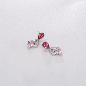 925 Sterling Silver Sparkling Elegant Fashion Grapes Earrings with Pink Austrian Element Crystal - Glamorousky