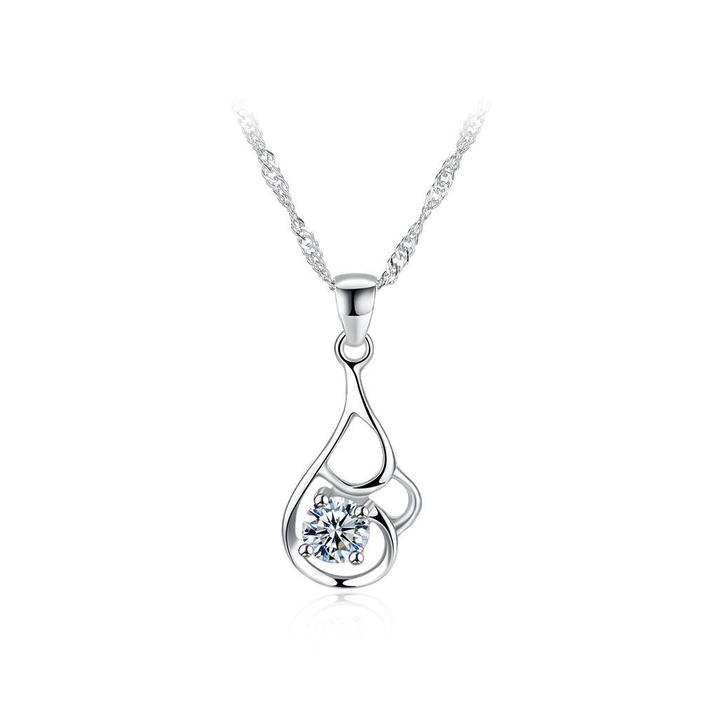 925 Sterling Silver Elegant Simple Fashion Hollow Out Flower Pendant Necklace with Cubic Zircon - Glamorousky