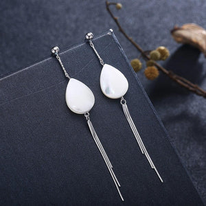 925 Sterling Silver Elegant Romantic Fashion Shell Long Tassel Earrings - Glamorousky