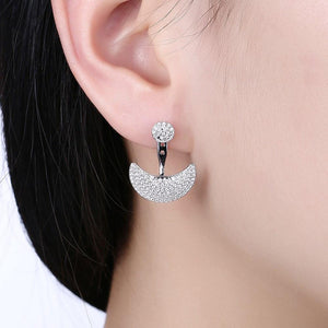 925 Sterling Silver Sparkling Romantic Elegant Moon Earrings with Cubic Zircon - Glamorousky