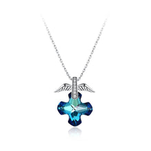 Load image into Gallery viewer, 925 Sterling Silver Elegant Fashion Eagle Wing and Cross Pendant Necklace with Austrian Element Crystal - Glamorousky