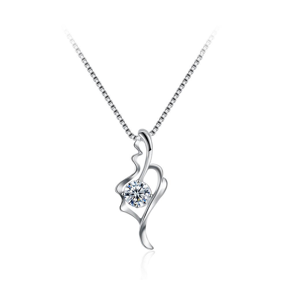 925 Sterling Silver Elegant Fashion Hollow Out Leaf Pendant Necklace with Cubic Zircon - Glamorousky